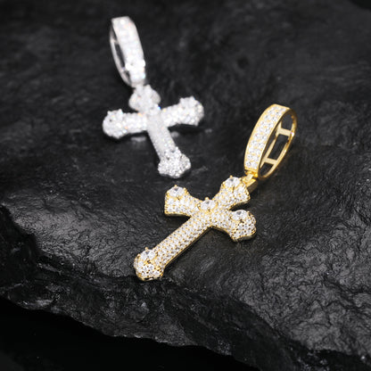 925 Silver Moissanite Bone Cross Pendant TQP0439
