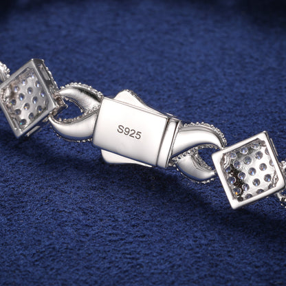 925 Silver Moissanite Iced Out Knot Link Bracelet for Men TQB0189