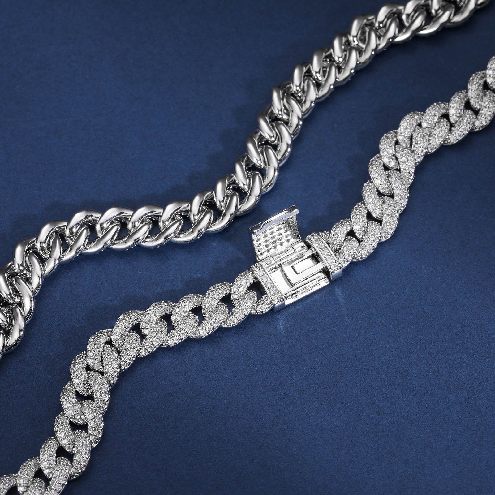 8mm S925 2 Rows Moissanite Bubble Cuban Link Chain - TUHE Jewelry