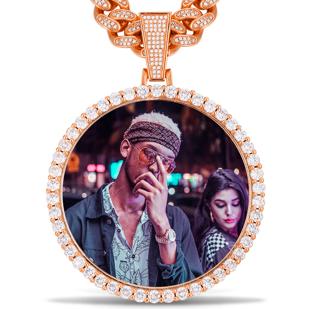 Custom Picture Circle Pendant Iced Hip Hop Photo Jewelry CZP0435