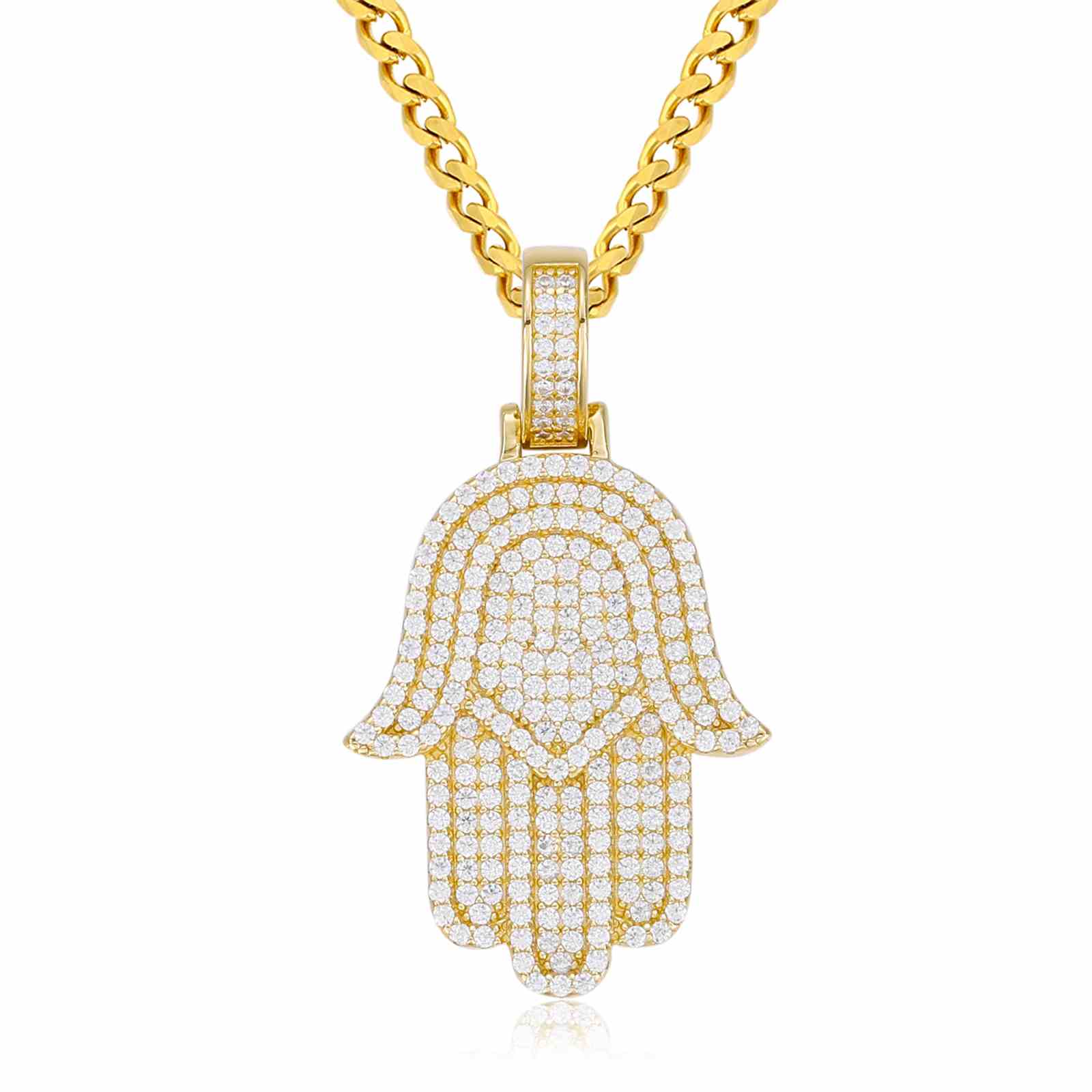 Iced Out Hamsa Hand Pendant