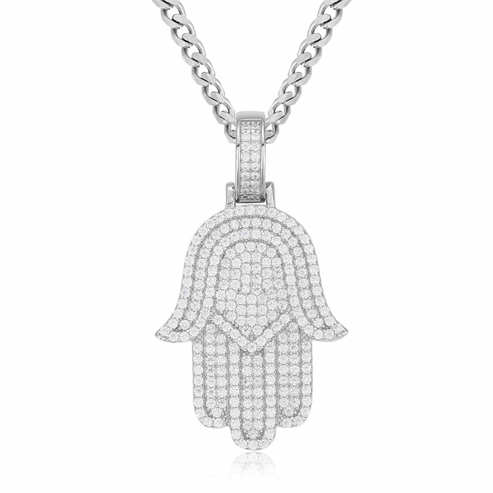 Iced Out Hamsa Hand Pendant