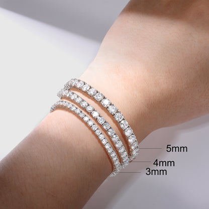 925 Silver Moissanite Gold Finish Tennis Bracelet 3mm 4mm 5mm TQB0304