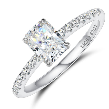 925 Silver Moissanite Radiant Cut Engagement Ring 1.5 to 4CT for Women TQR0433