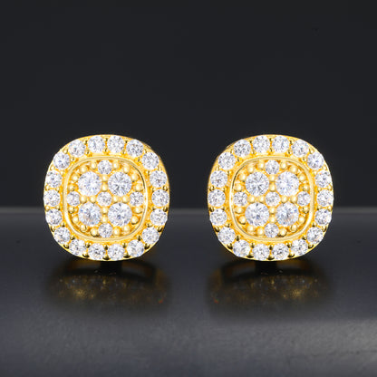 925 Silver Moissanite Cushion Halo Cluster Stud Earrings TQE0607