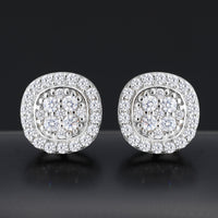 925 Silver Moissanite Cushion Halo Cluster Stud Earrings TQE0607