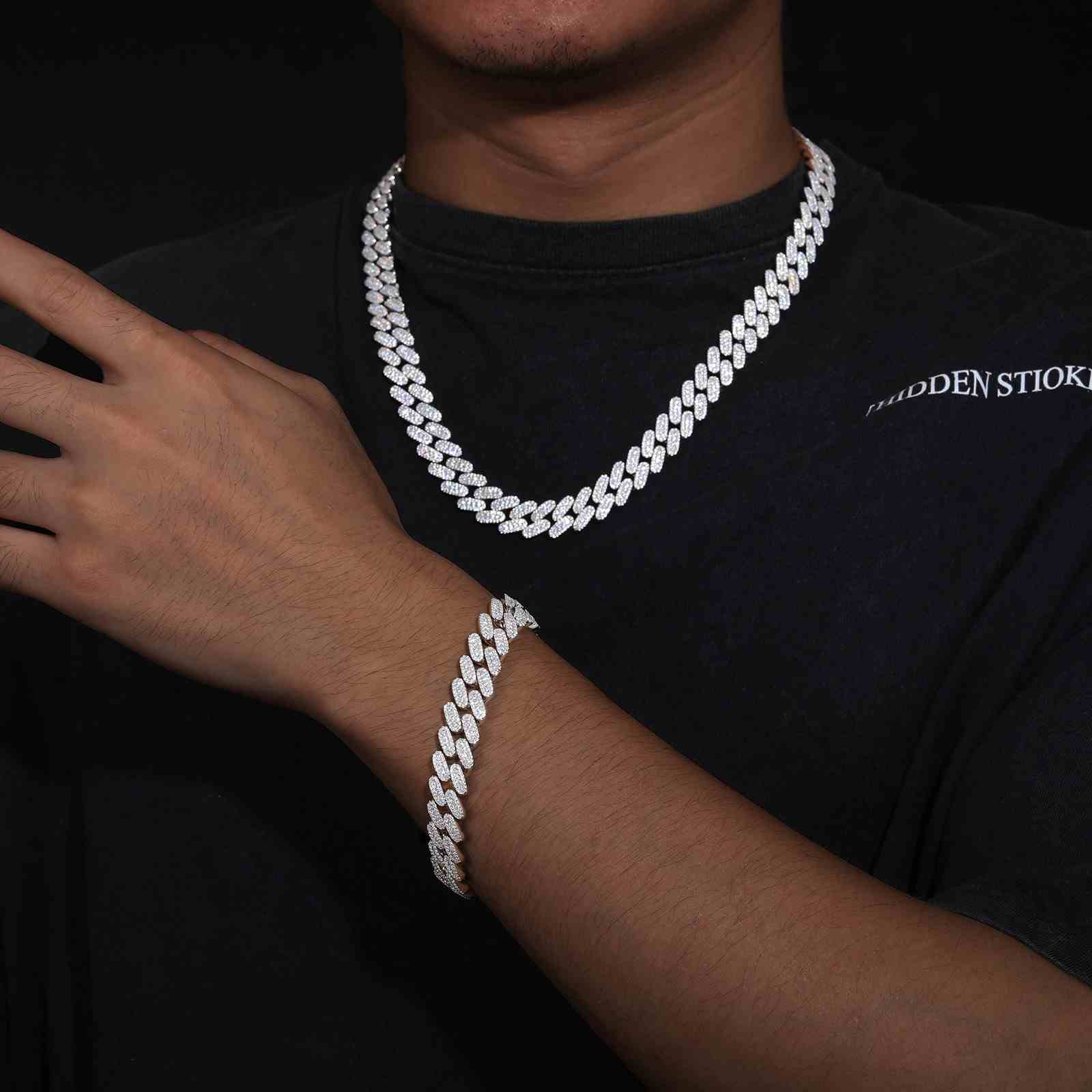 12mm 3 Rows Cuban Link Chain