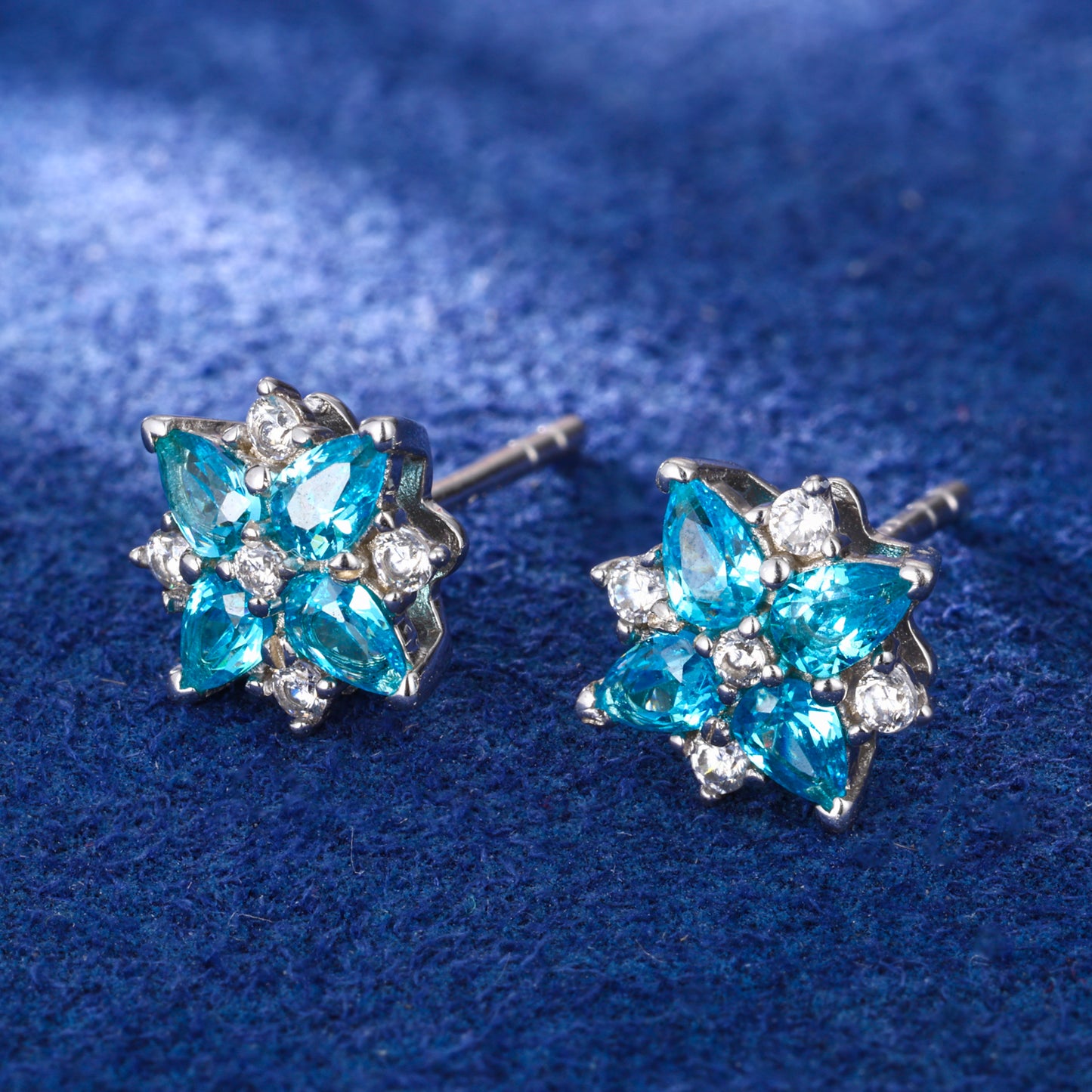 925 Silver Moissanite Floral Star Cluster Stud Earrings TQE0562