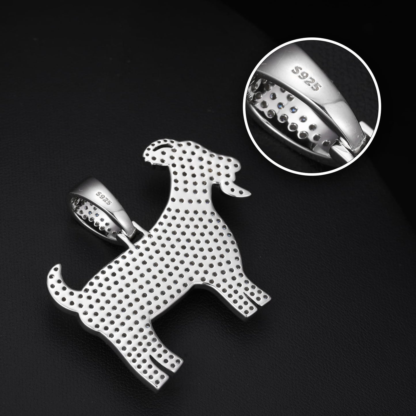 925 Silver Moissanite Goat Pendant TQP0188