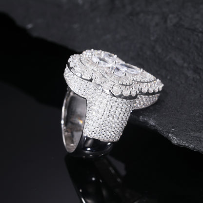 925 Silver Moissanite Pear Cut Clover Statement Ring TQR0319