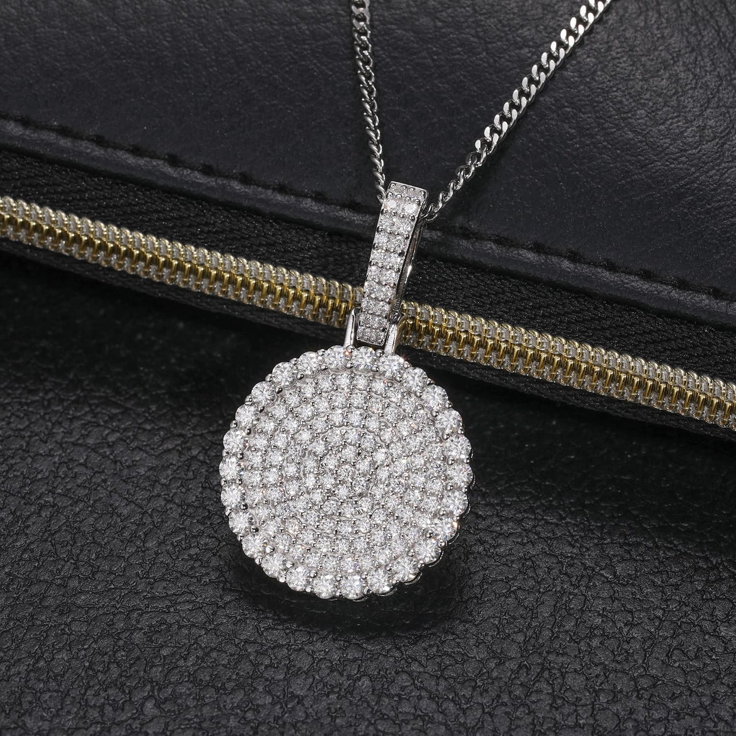 925 Silver Moissanite Iced Out Dog Tag Pendant TQP0159