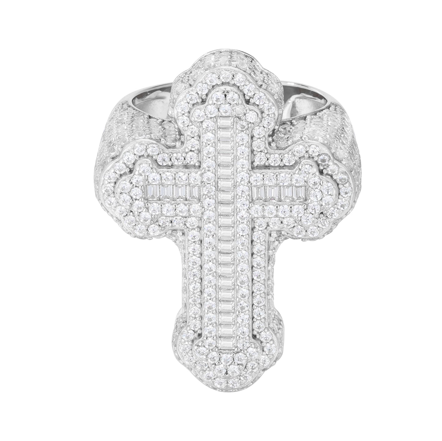 925 Silver Moissanite Domed Cross Ring for Men TQR0420