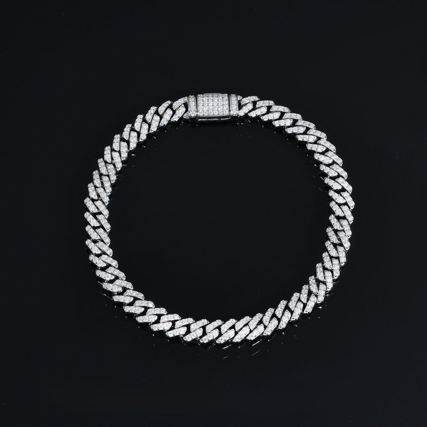 925 Silver Moissanite Iced Out Miami Cuban Link Bracelet for Men TQB0094