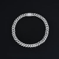 925 Silver Moissanite Iced Out Miami Cuban Link Bracelet for Men TQB0094