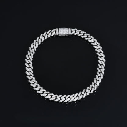 925 Silver Moissanite Iced Out Miami Cuban Link Bracelet for Men TQB0094