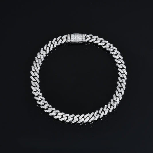925 Silver Moissanite Iced Out Miami Cuban Link Bracelet for Men TQB0094