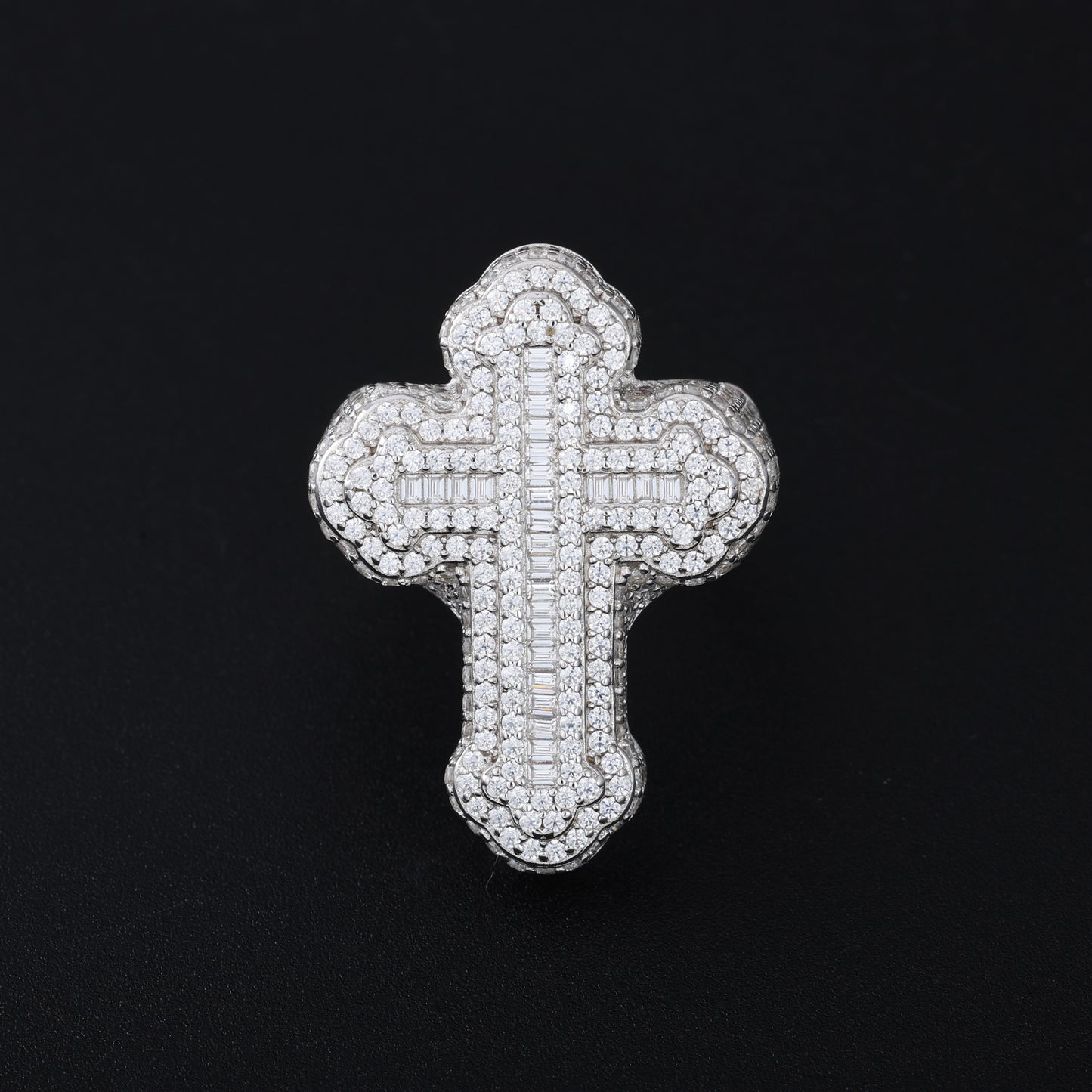 925 Silver Moissanite Domed Cross Ring for Men TQR0420