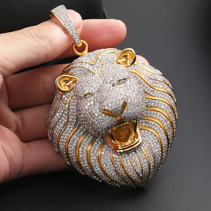 Iced Lion Head Pendant Hip Hop Animal Jewelry CZP0339