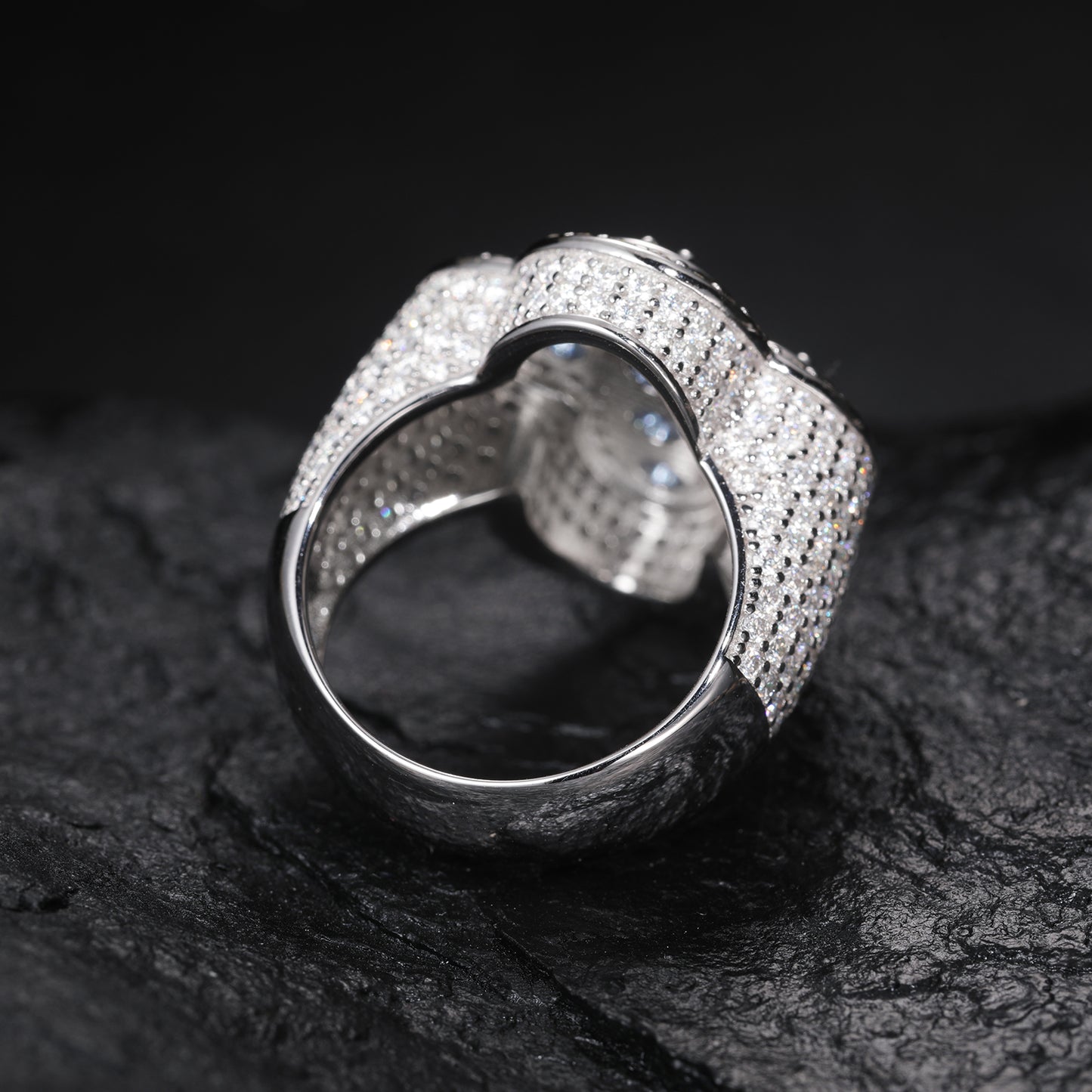 925 Silver Moissanite White Clover Halo Ring TQR0308