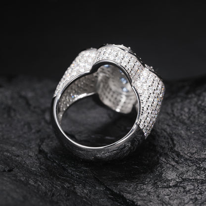 925 Silver Moissanite White Clover Halo Ring TQR0308