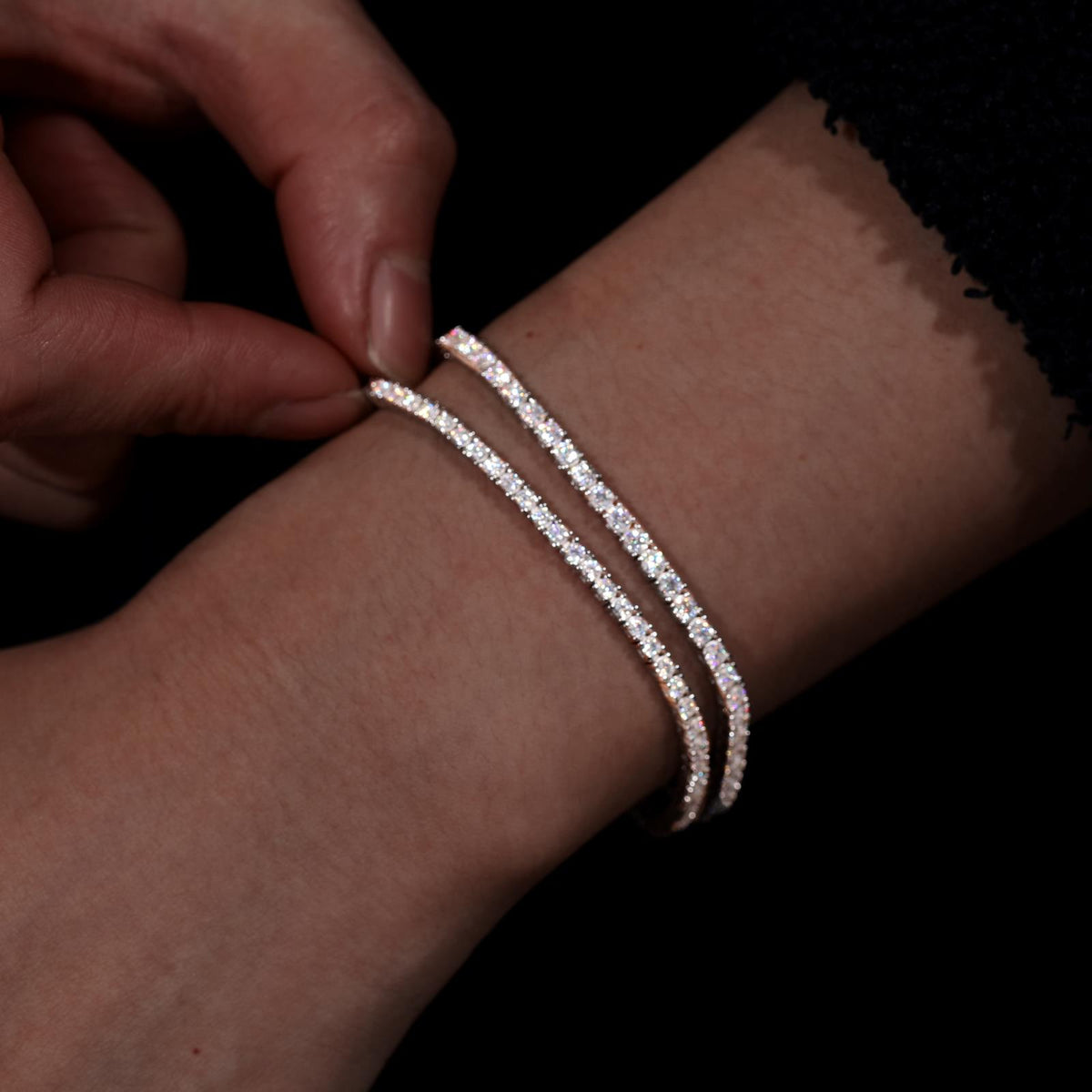 925 Silver Moissanite 2mm Slim Tennis Bracelet TQB0045