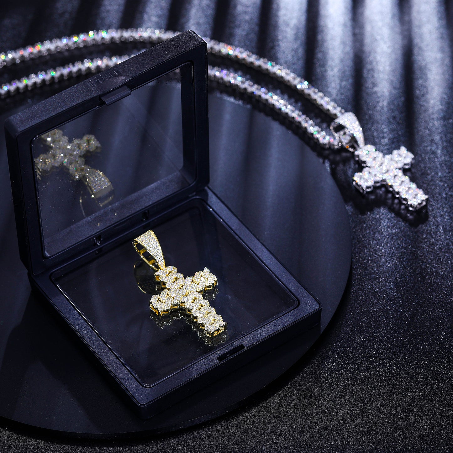 925 Silver Moissanite Cluster Cross Pendant TQP0259