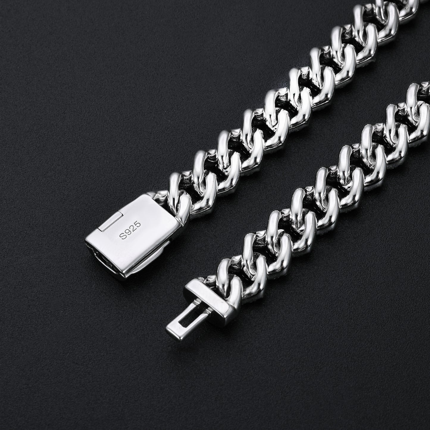 925 Silver Moissanite Iced Out Miami Cuban Link Bracelet for Men TQB0094