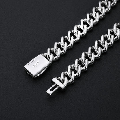 925 Silver Moissanite Iced Out Miami Cuban Link Bracelet for Men TQB0094