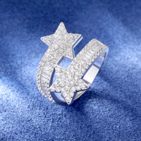 925 Silver Moissanite Double Star Open Ring TQR0297