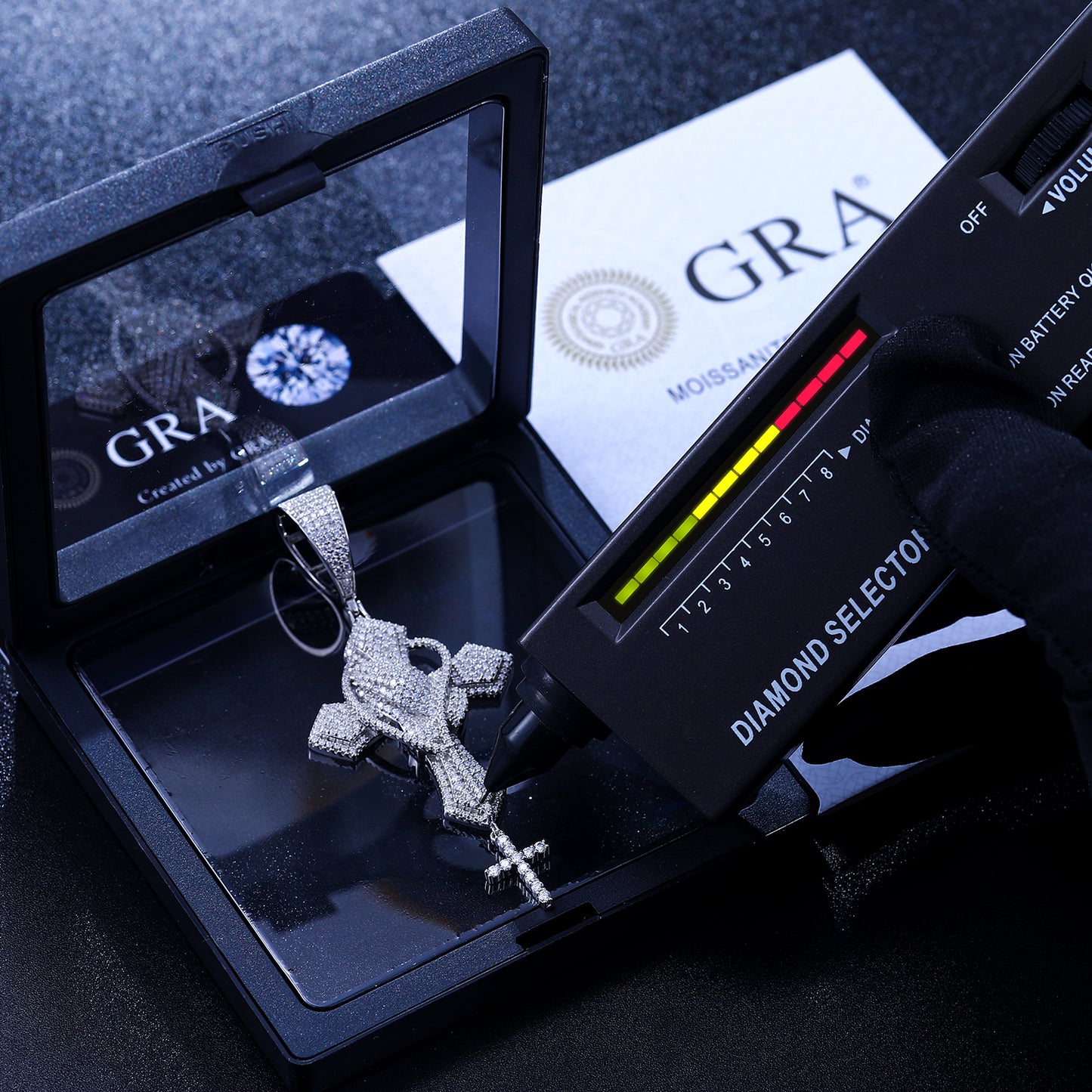925 Silver Moissanite Cross Drop Pendant TQP0277