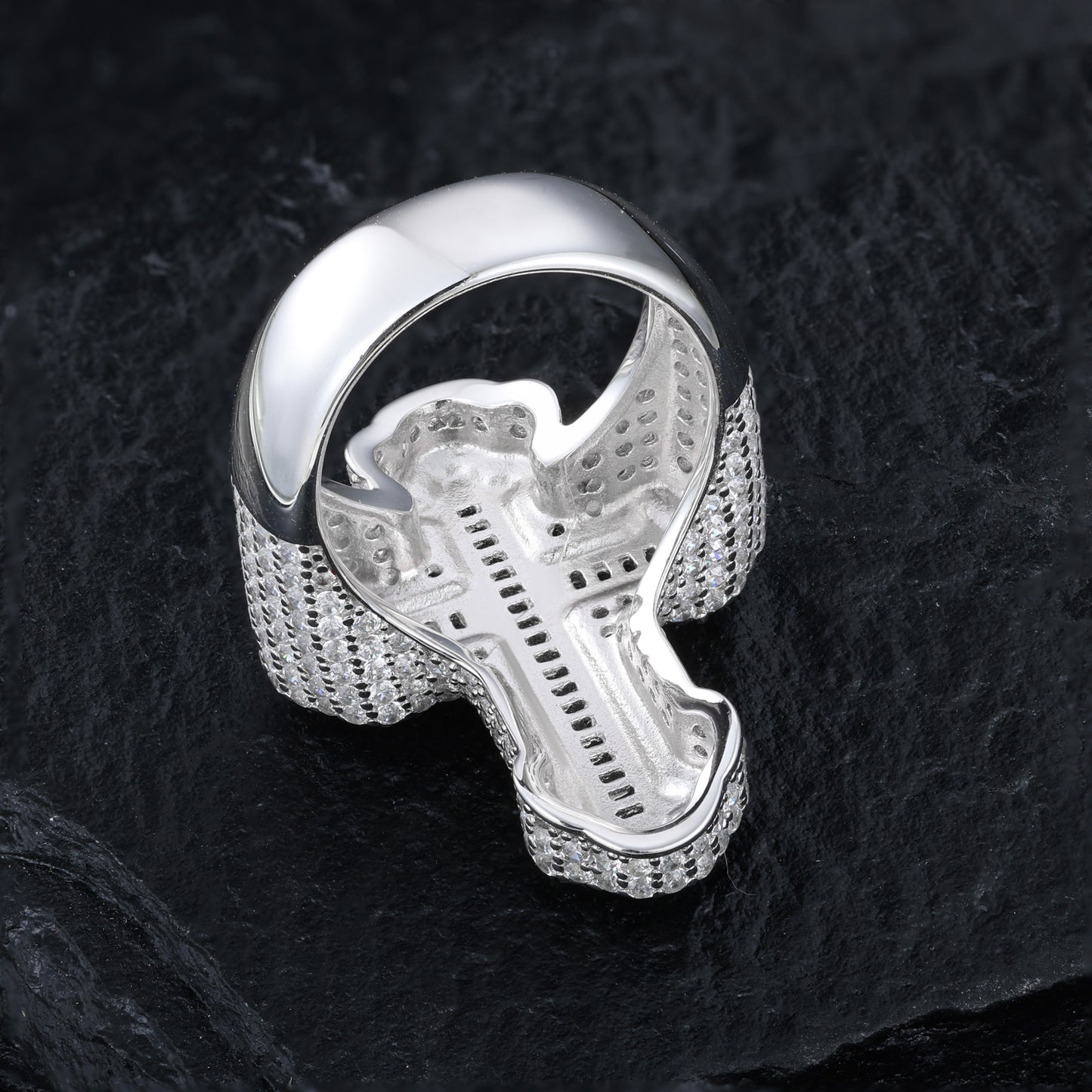 925 Silver Moissanite Domed Cross Ring for Men TQR0420
