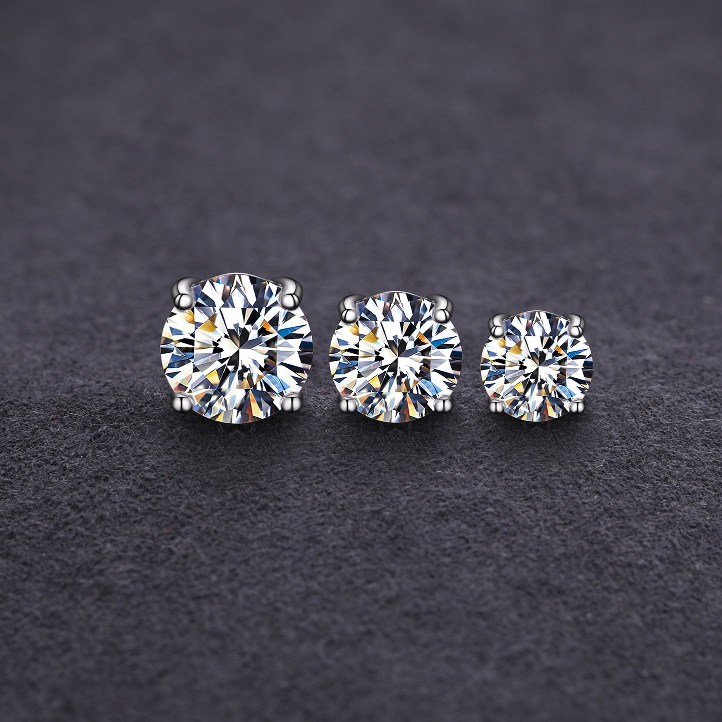 925 Silver Moissanite Round Cut Magnetic Stud Earrings TQE0206