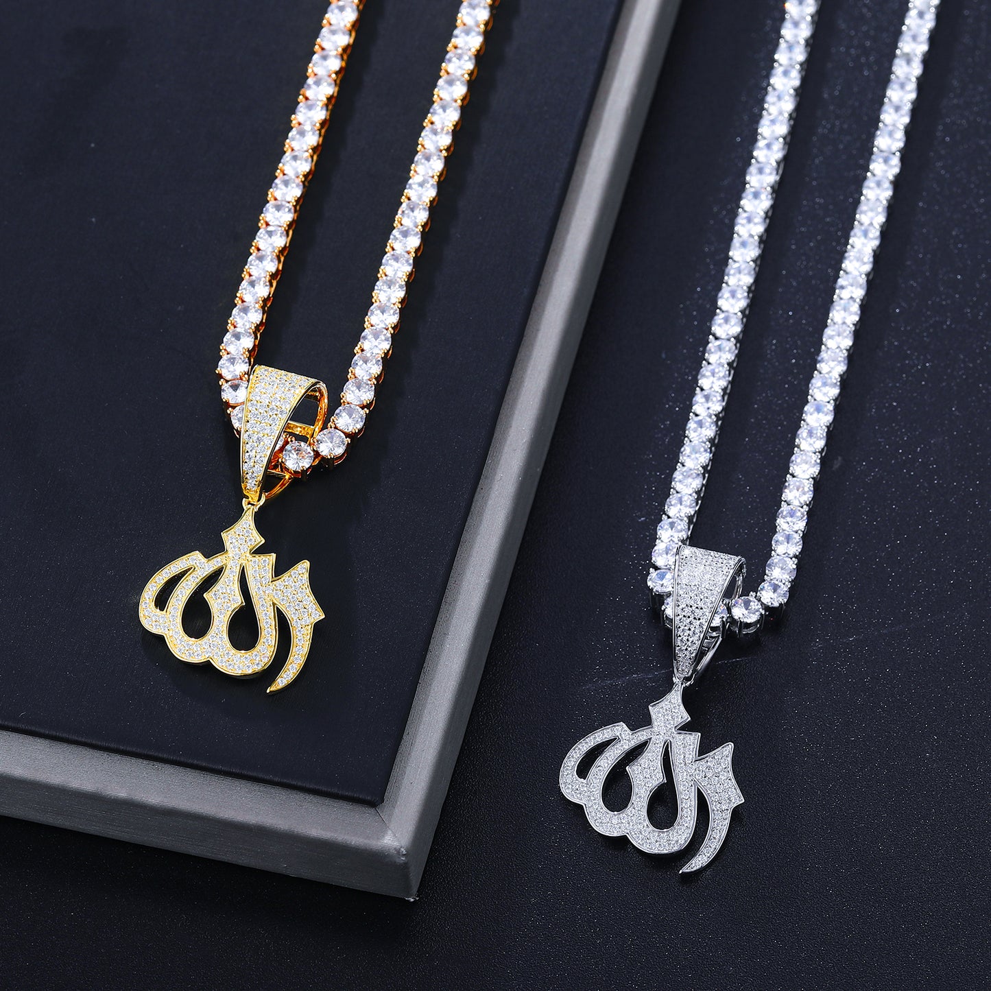 925 Silver Moissanite Iced Out Arabic Calligraphy Pendant TQP0236