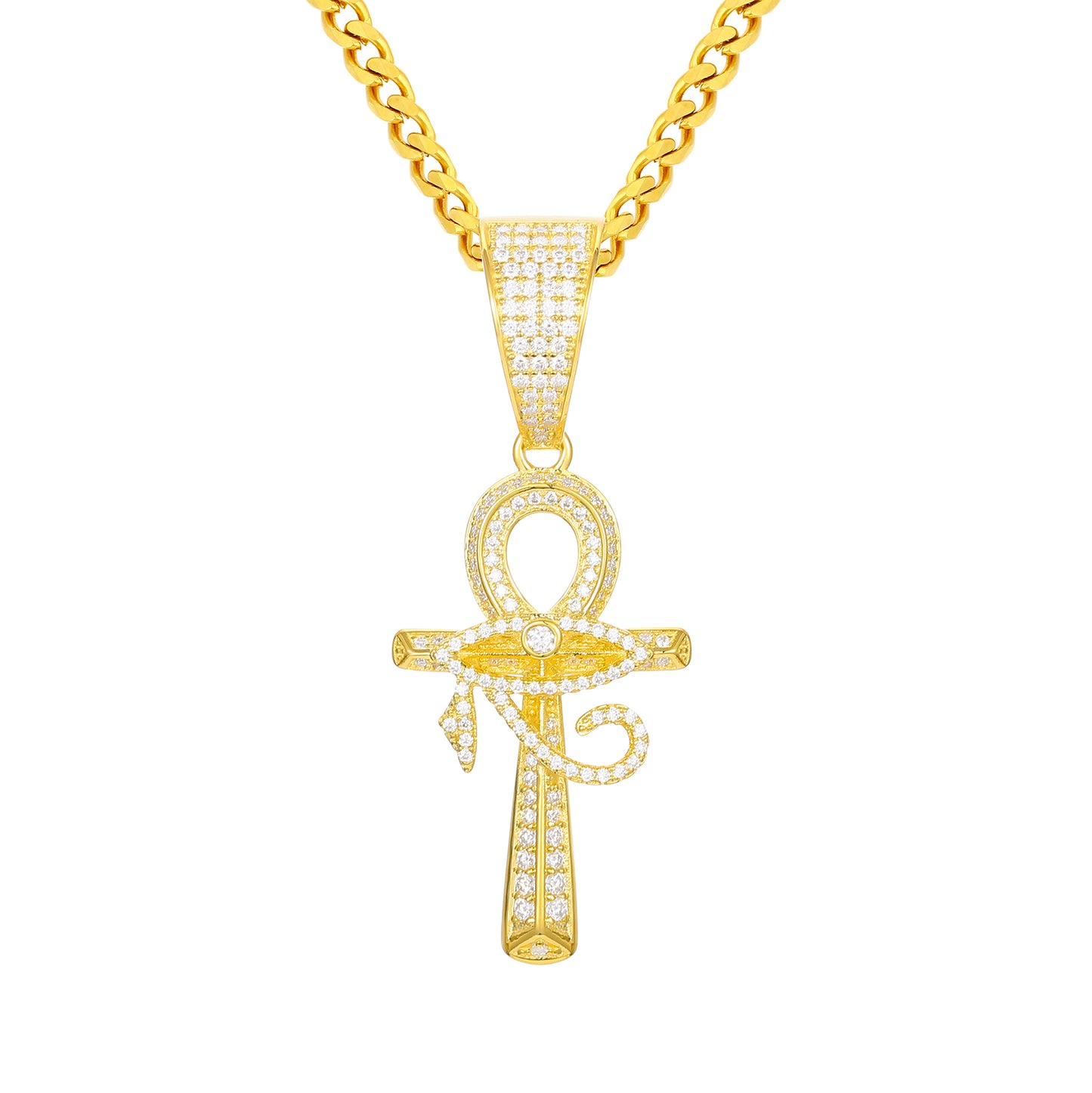 925 Silver Moissanite Iced Out Ankh Cross Pendant TQP0231