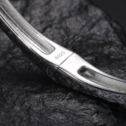 925 Silver Moissanite Double Star Open Bangle Bracelet TQB0156