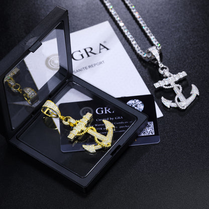 925 Silver Moissanite Nautical Anchor Pendant TQP0250