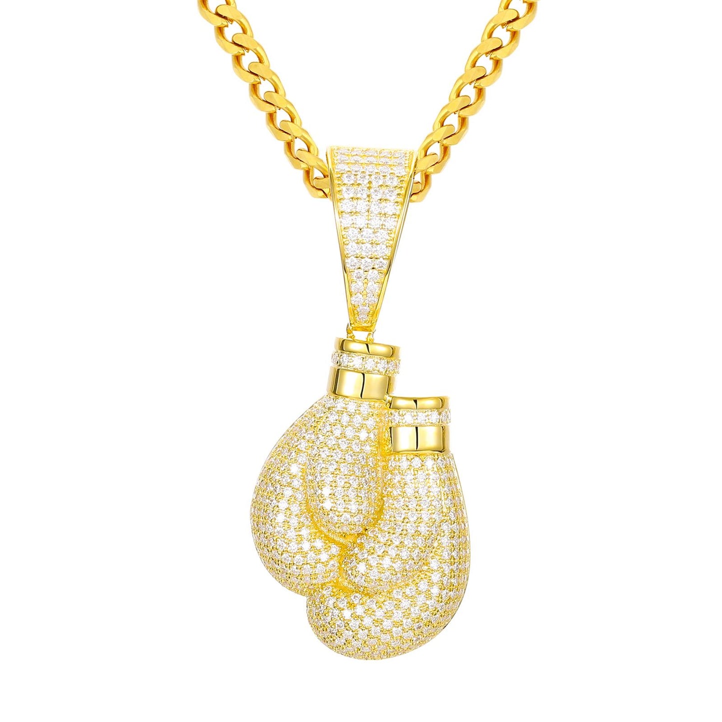 925 Silver Moissanite Iced Out Boxing Gloves Pendant TQP0237