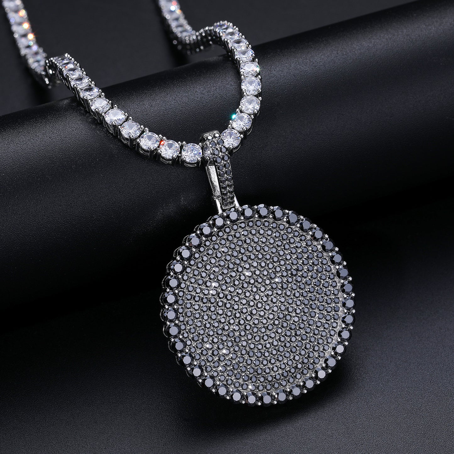 925 Silver Moissanite Iced Out Dog Tag Pendant TQP0159