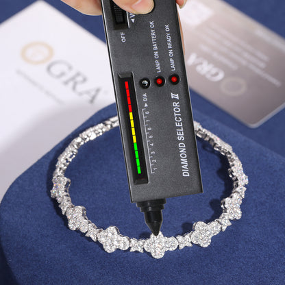 925 Silver Moissanite Clover Star Link Bracelet TQB0129