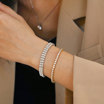 925 Silver Moissanite Double Row Tennis Bracelet for Women TQB0117