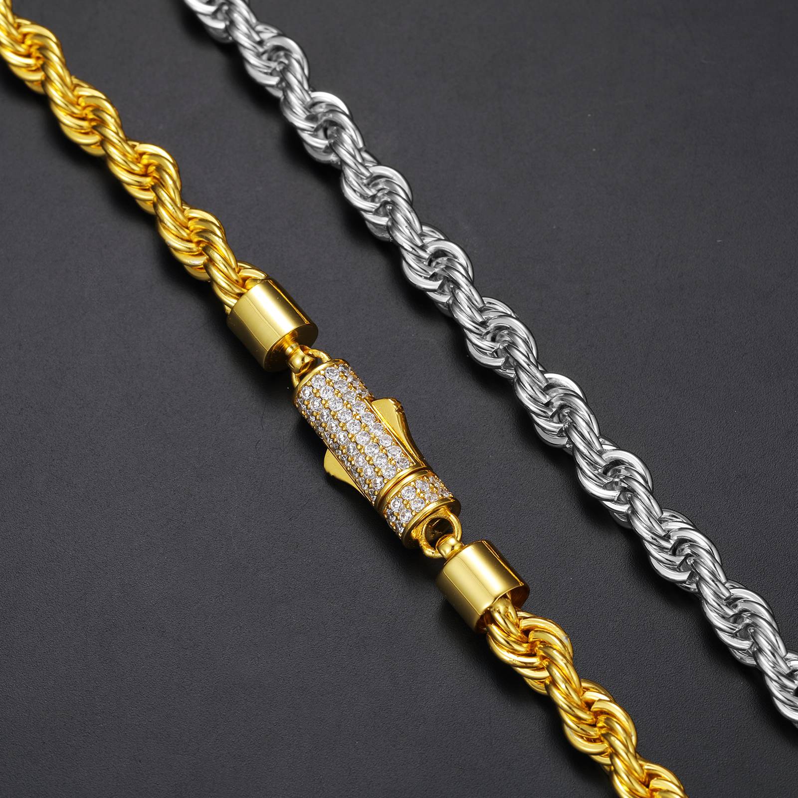 6mm S925 Moissanite Clasp Rope Chain - TUHE Jewelry