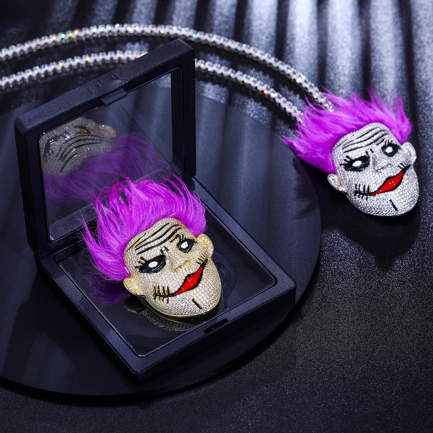 925 Silver Moissanite Purple Hair Clown Pendant TQP0266
