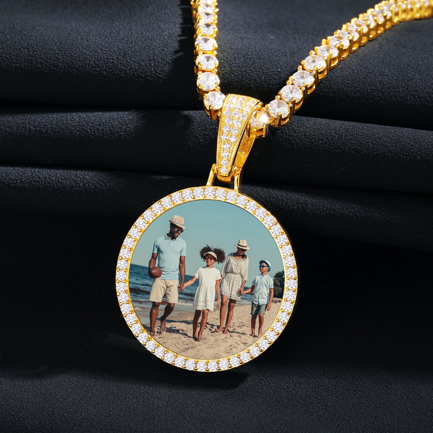 925 Silver Moissanite Iced Out Custom Photo Pendant TQP0082