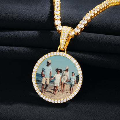 925 Silver Moissanite Iced Out Custom Photo Pendant TQP0082