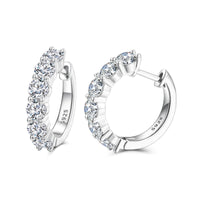 925 Silver Moissanite Graduated Round Huggie Hoop Earrings TQE0099
