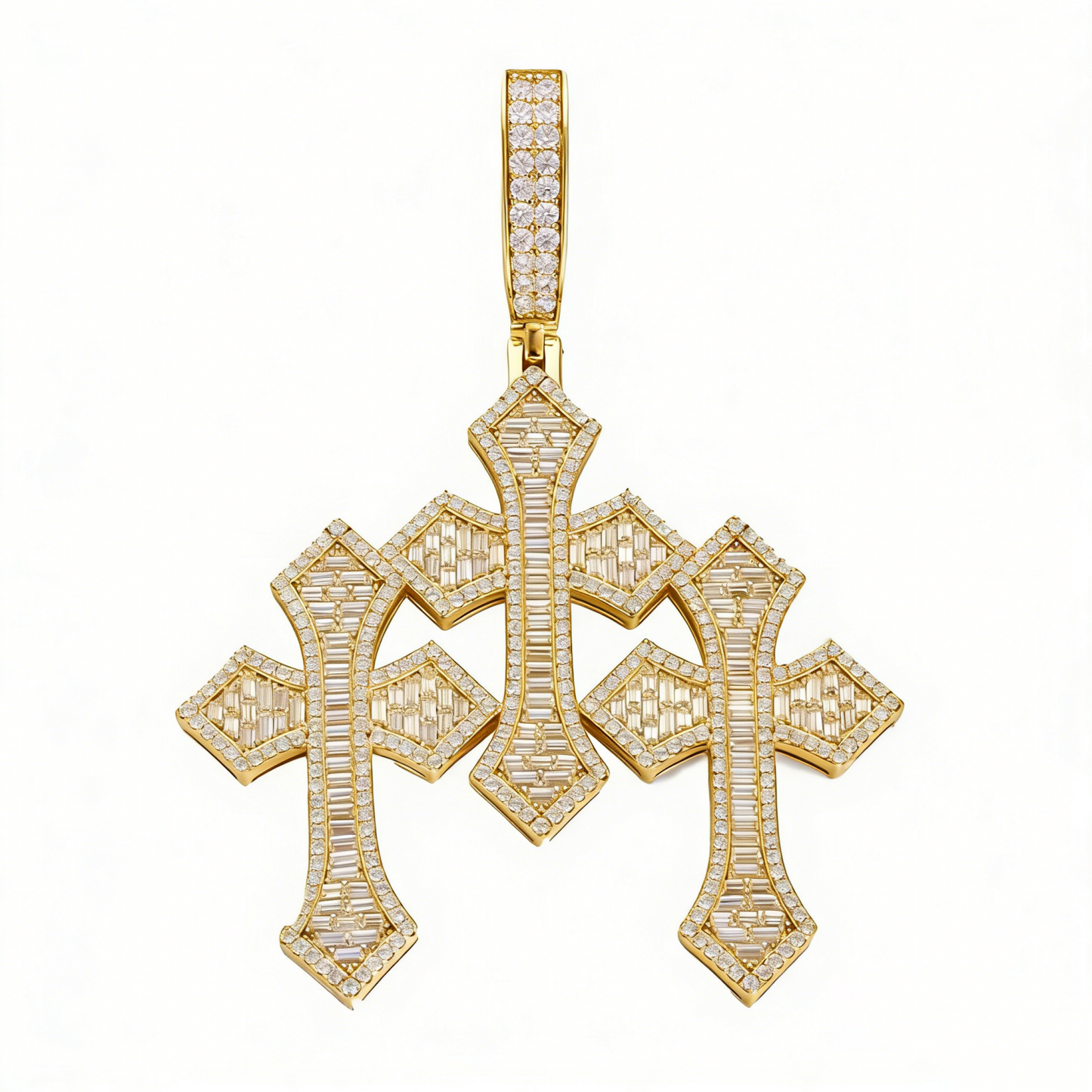 925 Silver Moissanite Double Cross Pendant TQP0632