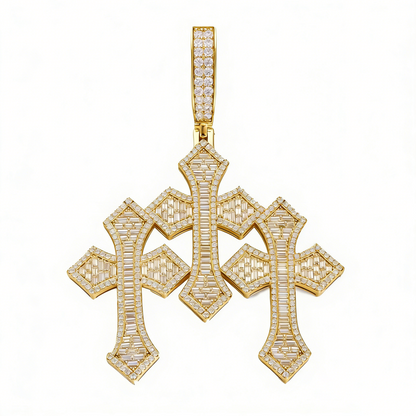 925 Silver Moissanite Double Cross Pendant TQP0632