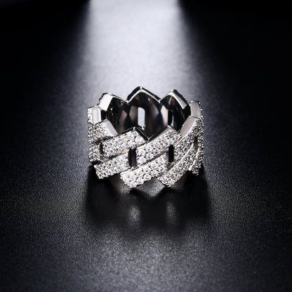 925 Silver Moissanite Cuban Link Ring TQR0043