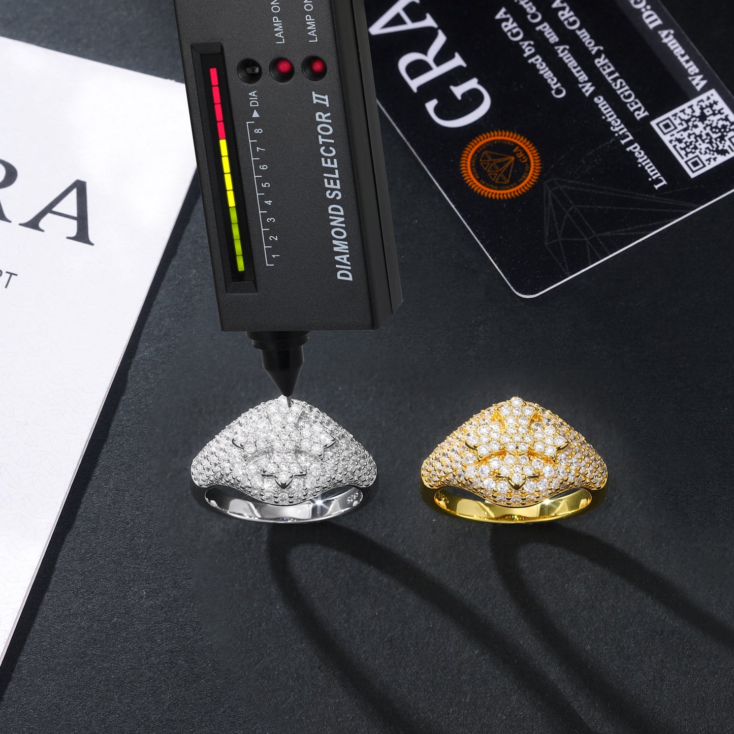925 Silver Moissanite Geometric Pave Dome Ring for Men TQR0523