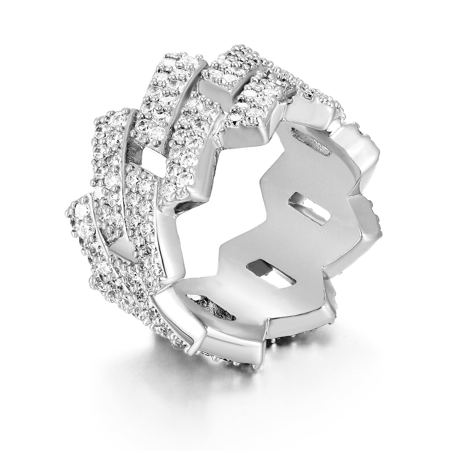 925 Silver Moissanite Cuban Link Ring TQR0043